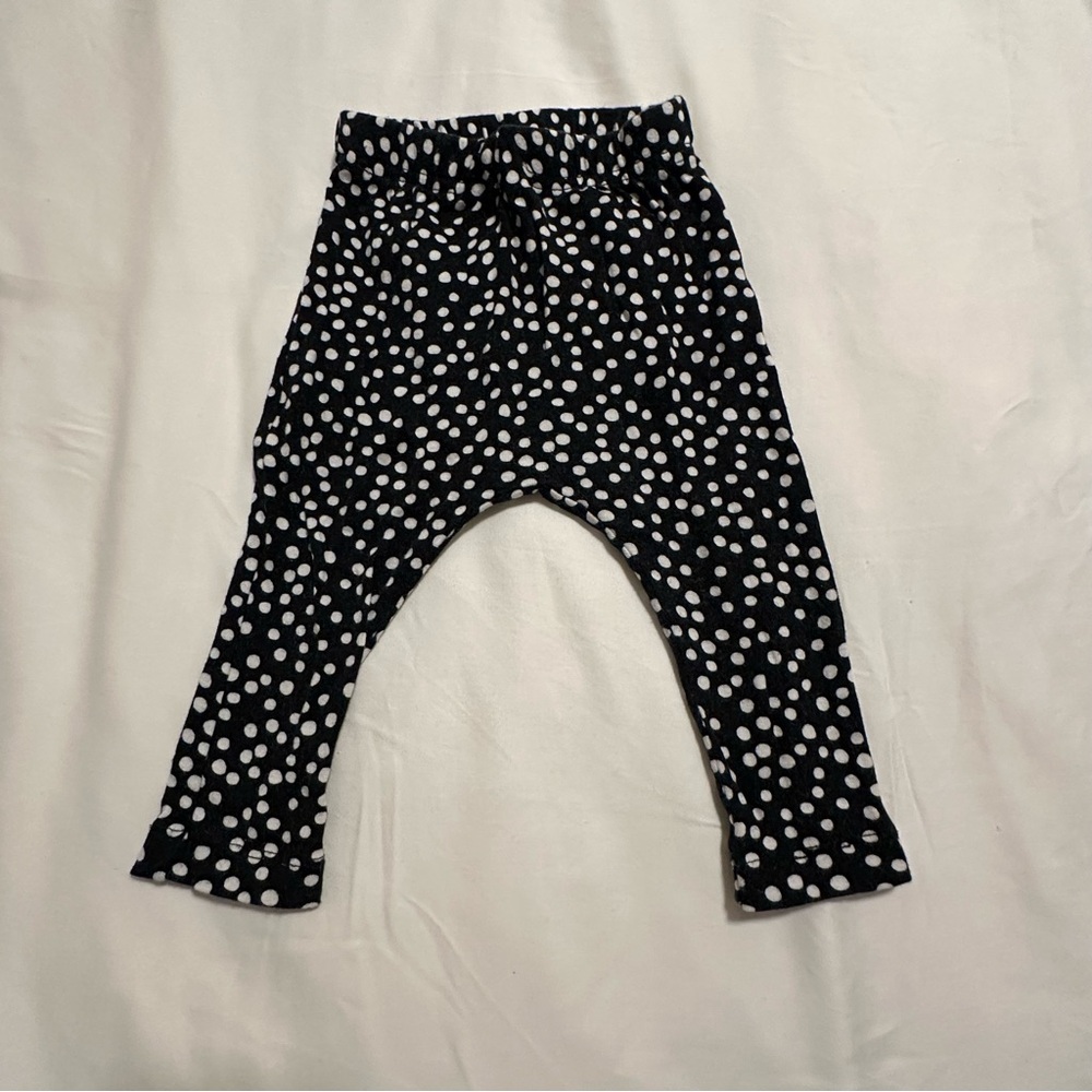 Old Navy Black & White Polka Dot Kids Leggings 3-6M